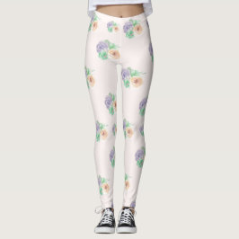 Waterverf Floral Pink Paarse Leggings