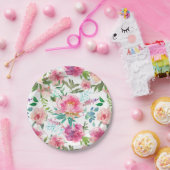 Waterverf Floral Pink Peony Papieren Bordje (Feest)