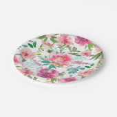Waterverf Floral Pink Peony Papieren Bordje (Gekanteld)