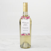 Waterverf Floral Pink Persoonlijk huwelijk Flessenhanger (Op fles)