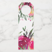 Waterverf Floral Pink Persoonlijk huwelijk Flessenhanger (Achterkant)