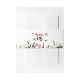 Waterverf Floral Pink Persoonlijk huwelijk Uitnodigingen Wikkel