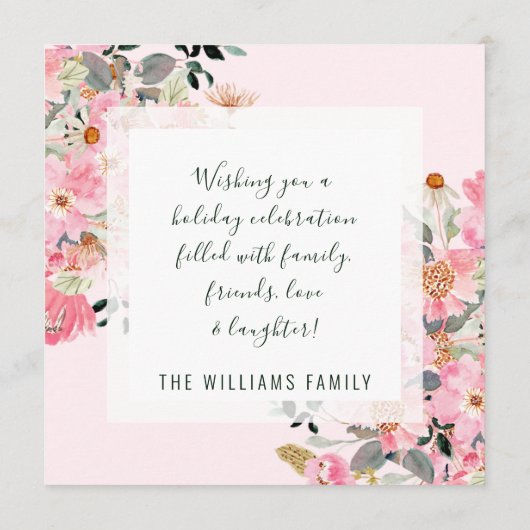 Waterverf Floral Pink Persoonlijke foto Pasen Feestdagenkaart (Achterkant)