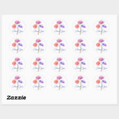 Waterverf Floral Pink Ronde Sticker (Vel)