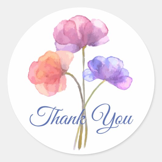 Waterverf Floral Pink Ronde Sticker (Voorkant)