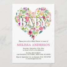 Waterverf Floral Pink Rose Heart Baby shower
