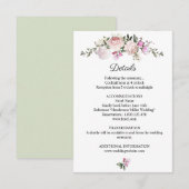 Waterverf Floral Pink Roses Wedding Detail Informatiekaartje (Voorkant / Achterkant)