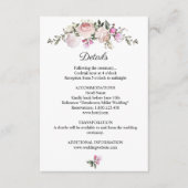 Waterverf Floral Pink Roses Wedding Detail Informatiekaartje (Voorkant)