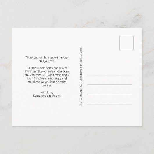 Waterverf Floral Pink Turquoise Baby Girl Foto Aankondigingskaart (Achterkant)