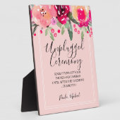 Waterverf Floral Pink Unplugged Ceremony Plaque Fotoplaat (Zijkant)