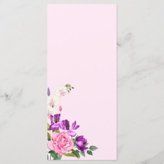 Waterverf Floral Pink Violet Bold Modern Menu (Achterkant)