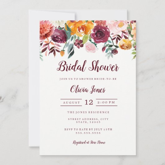 Waterverf Floral Pink Vrijgezellenfeest Kaart (Voorkant)