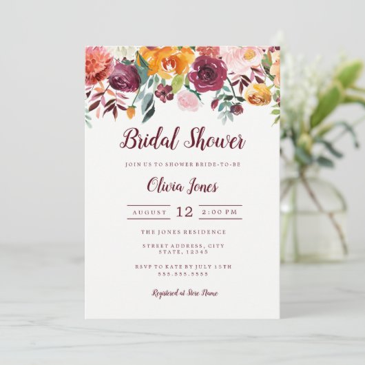 Waterverf Floral Pink Vrijgezellenfeest Kaart (Staand voorkant)