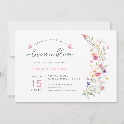 Waterverf Floral Pink Vrijgezellenfeest Kaart (Voorkant)