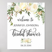 Waterverf Floral Pink Vrijgezellenfeest WELCOME SI Poster (Voorkant)