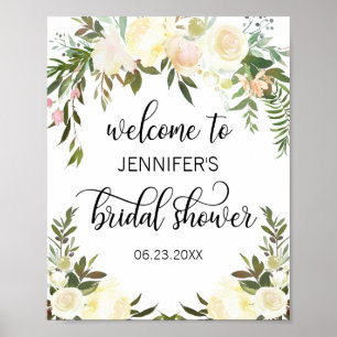 Waterverf Floral Pink Vrijgezellenfeest WELCOME SI Poster