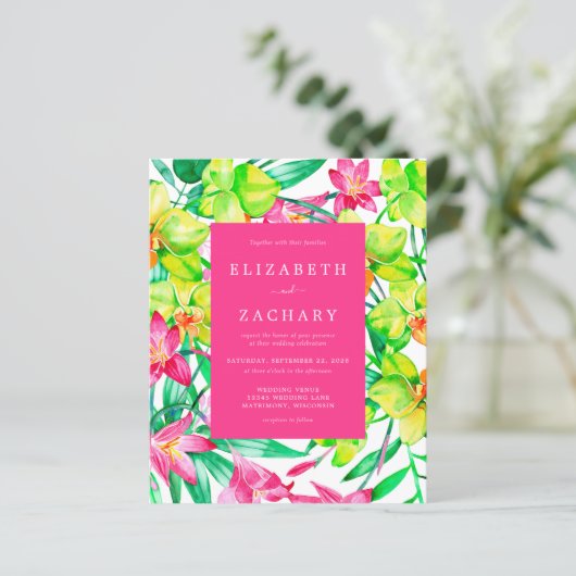 Waterverf Floral Pink Weddenschap (Staand voorkant)