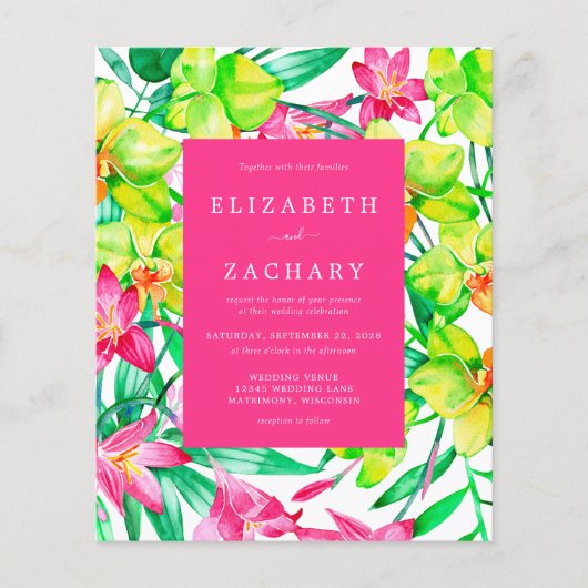 Waterverf Floral Pink Weddenschap (Voorkant)