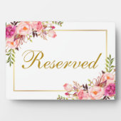 Waterverf Floral Pink Weddenschap Gereserveerd 5x7 Fotoplaat (voorkant)