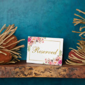 Waterverf Floral Pink Weddenschap Gereserveerd 5x7 Fotoplaat (Zijkant)