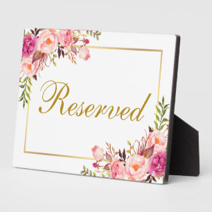 Waterverf Floral Pink Weddenschap Gereserveerd 5x7 Fotoplaat