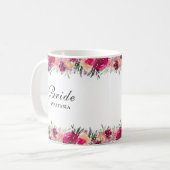 Waterverf Floral Pink Wedding Bride Koffiemok (Voorkant links)
