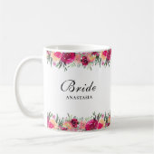 Waterverf Floral Pink Wedding Bride Koffiemok (Links)