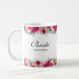 Waterverf Floral Pink Wedding Bride Koffiemok