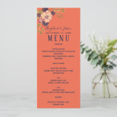 Waterverf Floral Pink Wedding Menu (Staand voorkant)