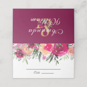 Waterverf Floral Pink Wedding Plaatskaartje (Buitenkant ongevouwen)