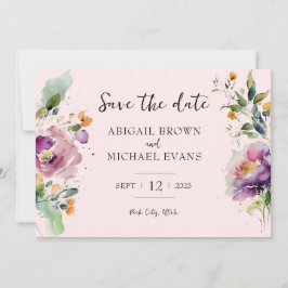 Waterverf Floral Pink Wedding Save The Date