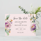 Waterverf Floral Pink Wedding Save The Date (Staand voorkant)