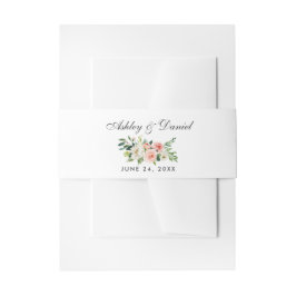 Waterverf Floral Pink White Wedding Uitnodigingen Wikkel