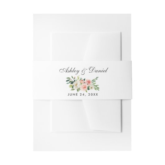 Waterverf Floral Pink White Wedding Uitnodigingen Wikkel (Voorkant Voorbeeld)