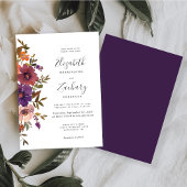 Waterverf Floral Plum Copper Fall Wedding Kaart