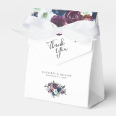 Waterverf Floral Plum Navy Blue Wedding Bedankdoosjes (Voorkant Zijde)