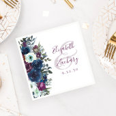 Waterverf Floral Plum Navy Blue Wedding Servet