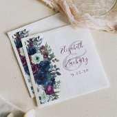 Waterverf Floral Plum Navy Blue Wedding Servet