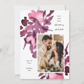Waterverf Floral Plum Photo Save the Date Kaart (Voorkant)