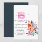 Waterverf Floral Ponny 18e verjaardag Kaart (Voorkant / Achterkant)