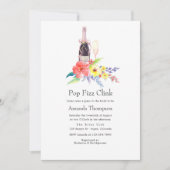 Waterverf Floral Pop Fizz Clink Vrijgezellenfeest Kaart (Voorkant)