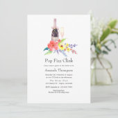 Waterverf Floral Pop Fizz Clink Vrijgezellenfeest Kaart (Staand voorkant)