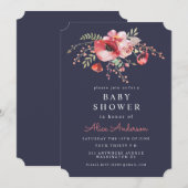 Waterverf Floral Poppies Baby shower Invite Kaart (Voorkant / Achterkant)