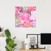 Waterverf Floral Poster Print (Thuiskantoor)