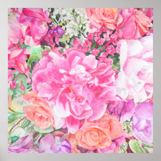Waterverf Floral Poster Print