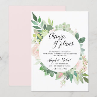 Waterverf Floral Postponed Wedding Update Card Kaart