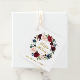 Waterverf Floral Prettige feestdagen Gold Bedankjes Labels