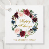 Waterverf Floral Prettige feestdagen Gold Bedankjes Labels (Voorkant)