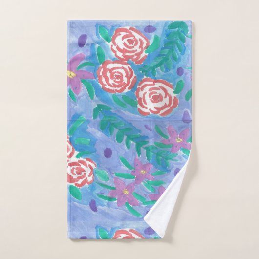 Waterverf Floral Print Bad Handdoek (Handdoek)