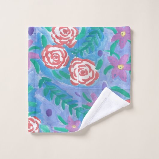 Waterverf Floral Print Bad Handdoek (Wasdoekje)